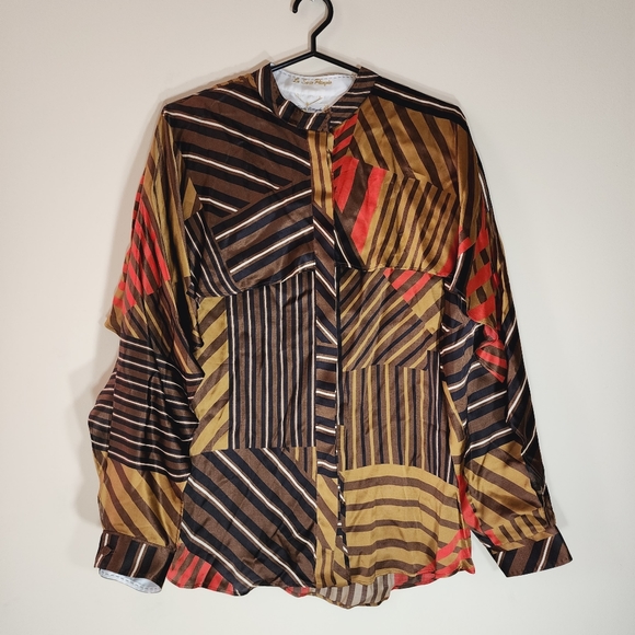 Striped shirt LE SARTE PETTEGOLE mandarin collar Cocoa Blouse - Picture 9 of 11